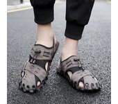 Sandalias de hombre Zapatos de cuero para caminar con punta abierta Chanclas anchas para exteriores Senderismo atlético Sandalias romanas para caminar en la playa blanca EU:40 bronceado