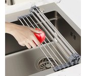 Escurridor de acero inoxidable, escurridor para fregadero, vajilla portátil, tendedero plegable para frutas, accesorios prácticos de cocina 47*30cm gris