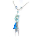 Les Trésors De Lily [R3257] - Sautoir créateur 'Scarlett' bleu argenté - 50 cm- 22x3 cm azul