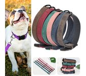 Collar acolchado para perro, collar ancho de cuero para perro, grande, para perros medianos y grandes S