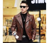 Nueva versión coreana, chaqueta de cuero PU con cuello de traje informal corto y ajustado a la moda, abrigo para hombre XXXXXL