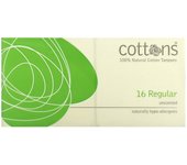 Algodones, tampones 100% algodón natural, regulares, sin perfume, 16 tampones.
