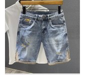 Pantalones cortos de mezclilla rotos de lujo para hombre, verano 2024 36 azul
