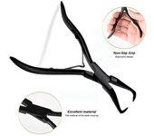 1 pinza para extensiones de cabello de acero inoxidable plateado de 5,5 pulgadas con dos ganchos, herramientas para quitar extensiones de cabello con queratina