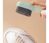 Cepillo multifuncional de cerdas suaves para zapatos, cepillo para zapatos con mango largo, cepillo para ropa, tablero para ropa, cepillos, herramienta de limpieza gris claro