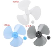 Accesorio de aspas de ventilador de mesa con pedestal de 3 hojas de plástico con cubierta de tuerca de ventilador 12 Inch gris