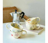 Tazas de cerámica para café, tazas de té de la leche con flores irregulares pellizcadas a mano, taza de desayuno de avena de estilo coreano, vajilla de cocina 201-300ml