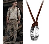 Juego de películas Uncharted 4 collar Nathan Drake anillo de Cosplay código de cuero antiguo colgante Vintage accesorio de joyería