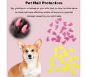 20 piezas de tapas de uñas para mascotas con adhesivo, cubiertas de garras de moda para mascotas, protector de garras para uñas de gato, accesorio para mascotas para perros y gatos S