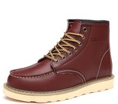 Botas de nieve cálidas de invierno para hombre, botas de cuero con piel, botines impermeables hechos a mano a la moda para hombre, zapatos de trabajo de caña alta antideslizantes para hombre 39