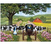 Pintura de diamante paisaje de granja vacas punto de cruz decoración de boda bordado de diamantes 20X30CM