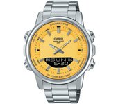 Reloj Casio analógico digital combinado de acero inoxidable con esfera amarilla de cuarzo AMW-880D-9AV para hombre amarillo