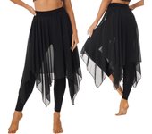 Falda de baile para mujer, trajes de baile lírico de gasa asimétrica, mallas, faldas, falda pantalón, traje de escenario, entrenamiento de baile de Ballet XL