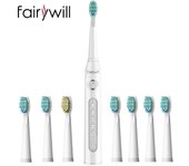 Fairywill Cepillo de dientes eléctrico sónico para adultos, 5 modos, 4000 rpm/min, resistente al agua, con carga USB y 8 cabezales