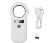 Escáner de microchip para mascotas, 134,2 Khz, 125 Khz, EMID FDX B, con cable, USB, inalámbrico, 2,4 G, Bluetooth, portátil, para animales blanco