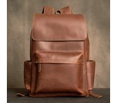 Mochila 100% de cuero genuino para hombre, mochila de senderismo Vintege, mochila escolar informal, mochila marrón de negocios para ordenador portátil de 17 pulgadas marrón