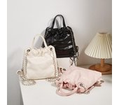 Bolso de mujer con diseño de nicho, mochila con cadena de diamantes, bolso de cubo portátil, mochila con sentido avanzado de Color sólido One Size color rosa