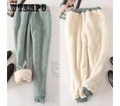 Leggings de invierno, pantalones deportivos acolchados de vellón, pantalones de vellón para pies pequeños, pantalones deportivos holgados Harlan, pantalones de algodón de talla grande, pantalones para mujer XXXL negro
