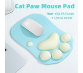 Alfombrilla de ratón con diseño de pata de gato: reposamuñecas de silicona con funda de licra y base de poliuretano antideslizante | Diseño ergonómico que previene el síndrome del túnel carpiano | Para oficina y juegos