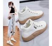 23 Primavera Nuevos Mocasines Caña Alta Cálidos Cuero Pequeños Zapatos Blancos Suela Gruesa Zapatos Balancín Zapatos De Mujer De Moda Versátiles 35 blanco