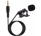 Micrófono Lavalier portátil de grado profesional, micrófono omnidireccional manos libres con conector de 3,5mm, fácil negro