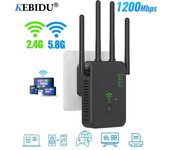 Repetidor Wifi inalámbrico 5G de 1200Mbps enrutador Wi-Fi amplificadores de señal amplificadores 2,4G/5G banda dual 802,11g expansor de rango de red Gigabit Ap Mejora de WIFI EU Plug blanco