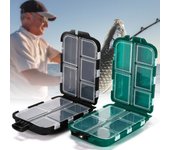 Caja de aparejos de pesca con 10 compartimentos, organizador de herramientas de pesca de doble cara, contenedor multifuncional para cebos. verde