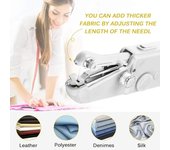 1 máquina de coser portátil, minimáquinas de coser(Batería no incluida), Máquina de coser portátil, herramienta de puntada manual rápida para tela y ropa Battery Not Included blanco