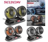 Ventilador de coche, ventilador de refrigeración para coche, ventilador de coche Usb de doble cabezal, 2 velocidades ajustables para ventilador de aire enfriador automático, accesorios para coche, ventilador para coche usb varios colores