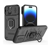 Fundas para iPhone 14 Pro Max, funda a prueba de golpes con anillo de armadura deslizante, protección trasera para Apple iPhone 13, 14, 15 Plus For iPhone 13 negro