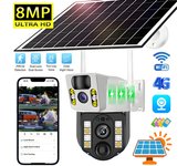 Cámara solar inalámbrica para exteriores, 4K, 8 MP, wifi, 4G, Sim, vigilancia, pantalla dual, panel impermeable, video IP, CCTV, cámaras con energía solar WIFI Camera
