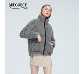 MIEGOFCE, chaqueta de invierno para mujer, ropa de algodón, cuello alto, cremallera, Chaqueta corta para mujer, parka cálida, abrigo con diseño de patrones S negro