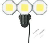 Toma de corriente con sensor DAISHIN para uso en exteriores con detección humana LED CA 100 V, 3 tipos de luz, fuente de alimentación, luz de seguridad, luz exterior, impermeable, estándar, a prueba de lluvia negro
