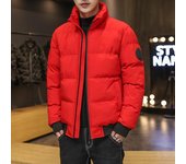 Otoño e invierno Nueva ropa acolchada de algodón con cuello alto Chaquetas cálidas gruesas para hombres Tendencia de moda Chaquetas acolchadas de algodón Ropa casual cálida M rojo