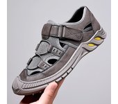Sandalias de malla de aire de moda para hombre, zapatos casuales de cuero de verano para hombre, sandalias de cuero para exteriores para hombres, zapatos de playa, zapatos romanos, zapatos de agua de goma 38 marrón