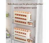 Caja de almacenamiento de huevos de gran capacidad Dispensador de huevos de 4 capas Contenedor de huevos que ahorra espacio Refrigerador blanco sucio