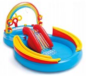 Piscina arcoiris con tobogán hinchable en caja 297x193x135cm 57453NP INTEX