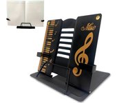 Nota musical Mesa de música fácil de usar Plaza linda original [Diseño lindo] Soporte, ligero, compacto, plegable, portátil, [embalaje de coco] negro