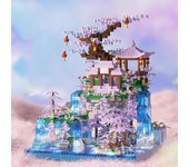 Juego de bloques de construcción de casa del árbol con pabellón de hadas, arquitectura de jardín, cascada, luz, ladrillos, juguetes de Navidad para niños y adultos, regalo with light strap