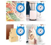 Báscula mecánica portátil para colgar de 10 kg, báscula de cocina para equipaje de pescado, báscula digital de resorte de mano de alta precisión azul