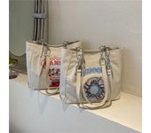 Bolso de mano de lona con bordado de moda para mujer, bolsa de mano informal de gran capacidad, bonito bolso de viaje, bolso de hombro, bolso de caramelo, bolsa azul