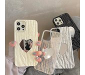 Funda de teléfono de lujo 3d con forma de corazón y ondulación de agua para Iphone 14, 13, 12, 11 Pro Max, Xs, X, Xr, espejo de amor, funda de silicona suave a prueba de golpes For iPhone 12 Pro negro
