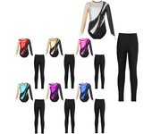 Leotardo de manga larga con cuello redondo y diamantes de imitación para niñas, para patinaje, gimnasia y rendimiento 5-6 Years rojo