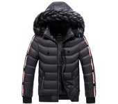 Chaqueta con capucha cálida, holgada y esponjosa de talla grande para hombre, chaqueta con capucha y cremallera con cuello de piel gruesa para invierno 5XL
