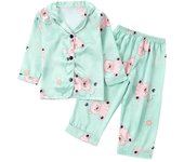 Conjunto de pijama estampado para niños, camisa de manga larga y pantalones, ropa de estar por casa de dos piezas 90