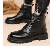 Botas de cuero genuino para hombre, zapatos casuales, botas de vaquero Chelsea con plataforma hasta el tobillo de diseñador de todo fósforo para motocicleta, botas de costura 38 negro