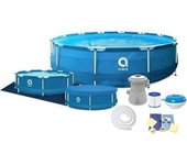 Piscina 366x76 cm - avec filtres et pompe - avec couverture - bleue - piscine hors sol