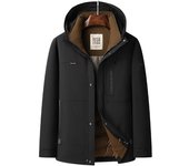 Chaqueta con capucha de tres capas para exteriores, nueva chaqueta de plumón de pato blanco de invierno para hombre, chaqueta de plumón de longitud media M