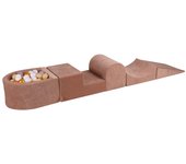 Bloques de escalada de espuma para niños pequeños MeowBaby® Beige 4 elementos con piscina de bolas 57x45x30cm 250x45x30 cm