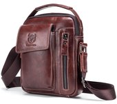 Bolso de hombro de cuero vintage para hombre, bolso bandolera de viaje para deportes al aire libre, bolso informal negro